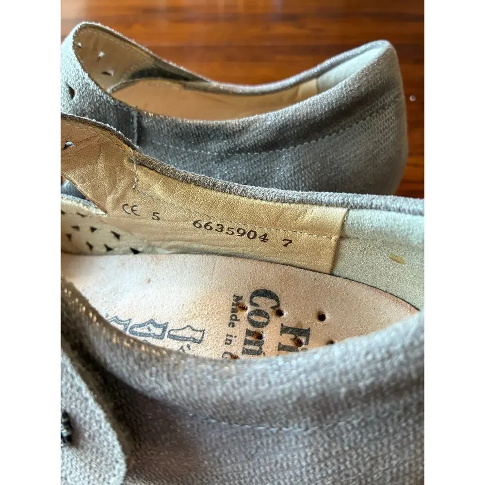 Finn Comfort Anzio Mary Jane Metallic Gray Taupe Size 7